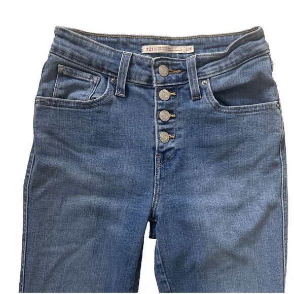 Levi's Women's Jeans Sz 26 721 High Rise Skinny Ankle Stretch Heart embroidery - Picture 8 of 12